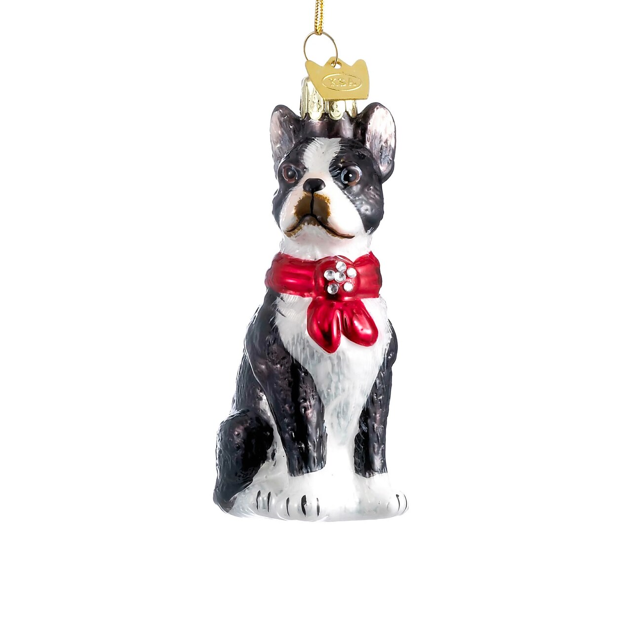 KSA Pack of 6 Black and White Boston Terrier Christmas Ornaments 4.25"